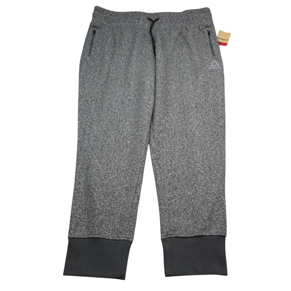 Reebok Pants Mens XL Charcoal Heather Ribbed Ankle Cuffs Slim Messenger Jogger